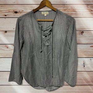 Anthropologie Cloth & Stone Gray Top Size Small